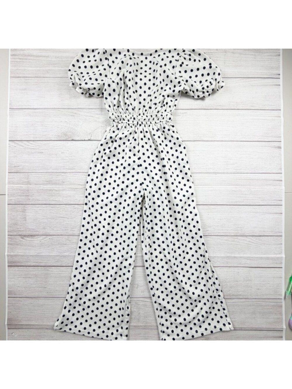 Zara Girls White Polka Dot Wide Leg Cutout Jumpsuit Romper 10 - Picture 3 of 5
